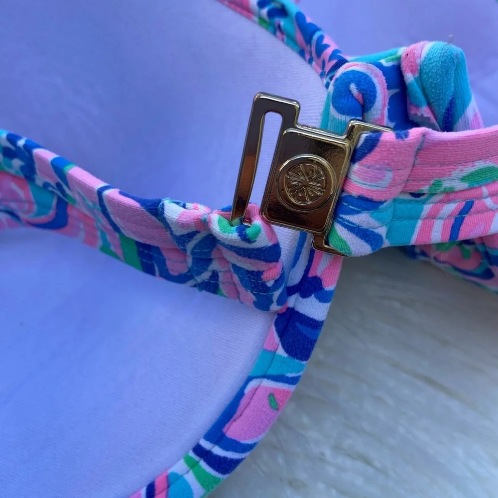 Lilly Pulitzer Aqua Blue and Pink Floral Underwire Bikini Top - Picture 3 of 4